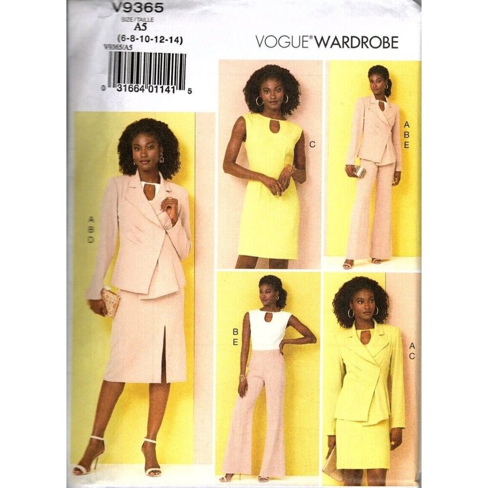 Vogue V9365 Misses 6 to 14 Jacket, Pants, Dress and Top Uncut Sewing Pattern